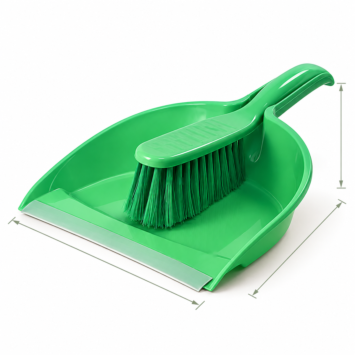 Green dustpan and brush set together