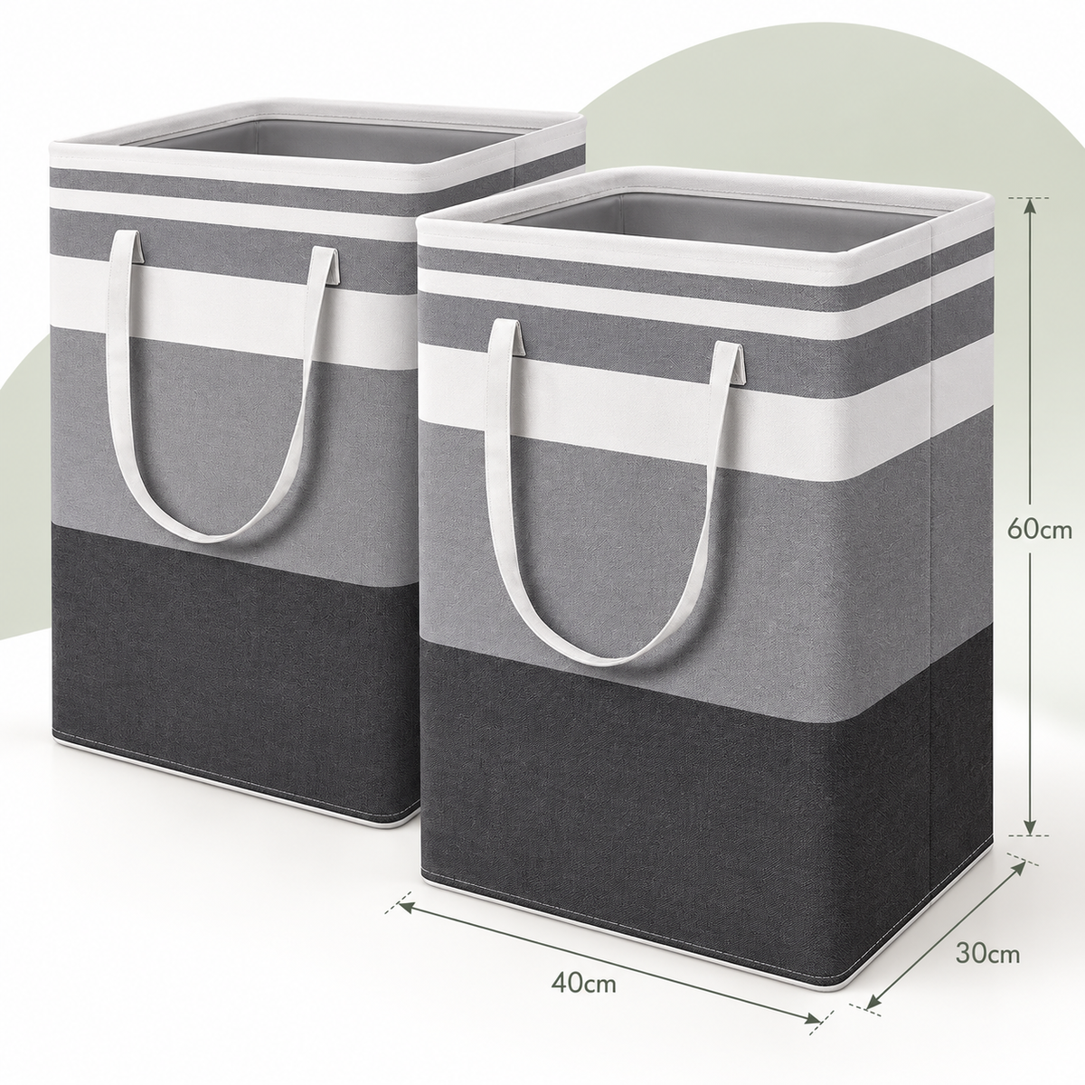 Pair of folding laundry hampers with handles