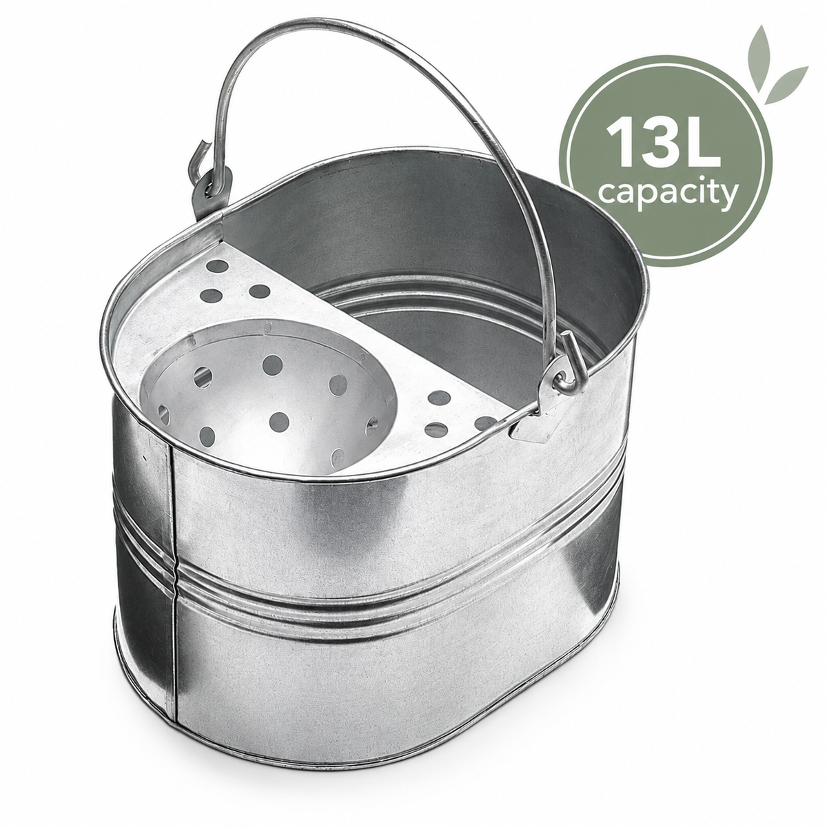 Metal mop bucket with integrated wringer